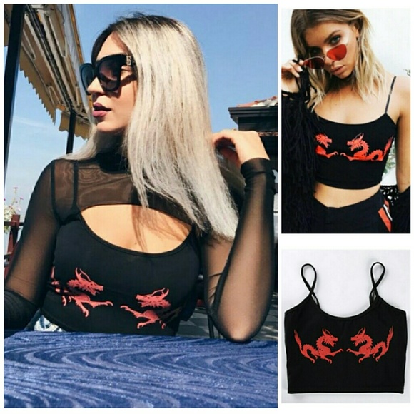 S,M,L,XL! Dragon Crop Top 90s tank - Picture 2 of 7